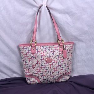 Coach Authentic Pink Handbag With Brass Hardware